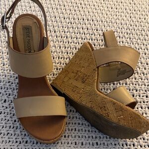 Steve Madden Beige Wedge Sandals